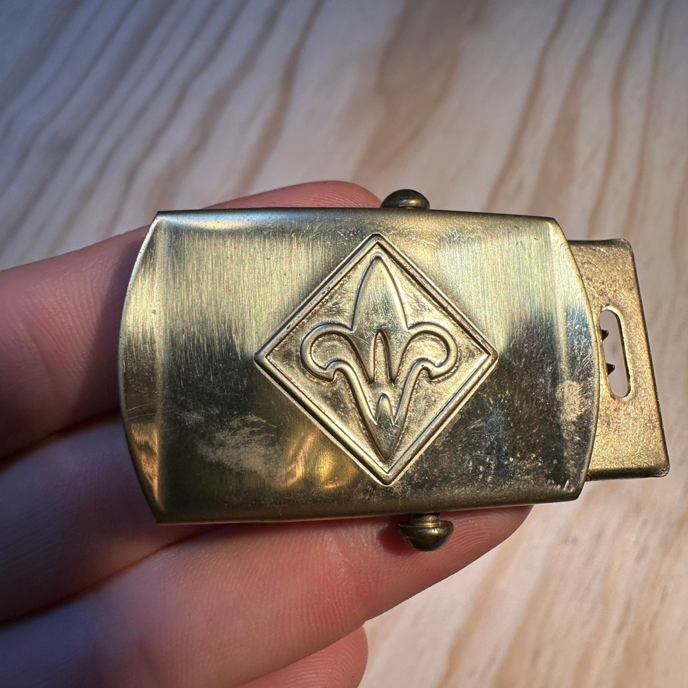 Vintage Boy Scouts of America BSA Solid Brass Belt Buckle Fleur De Lis USA Made